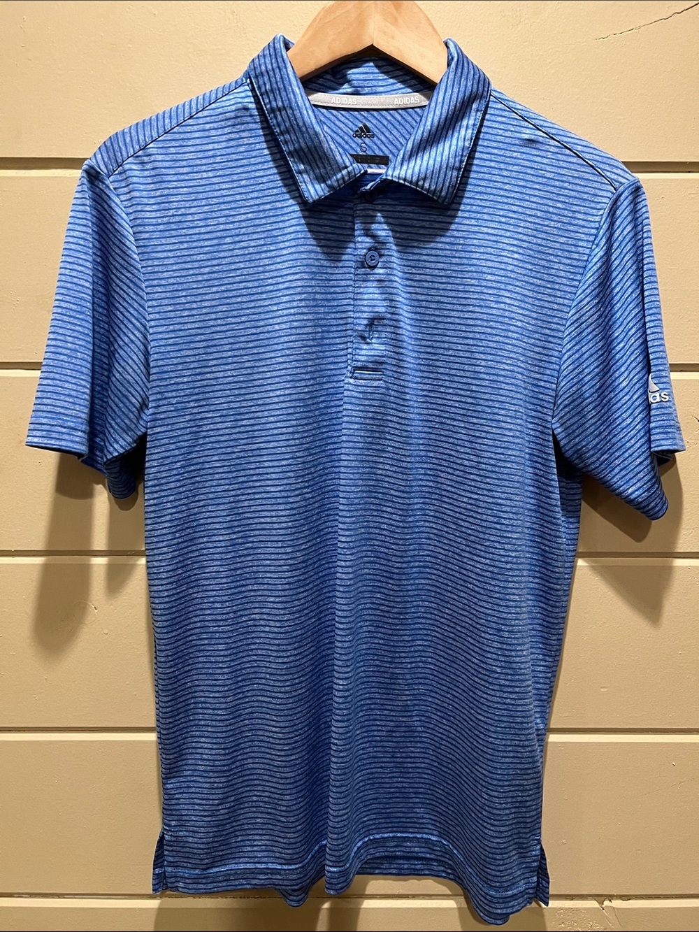 adidas Men's Blue Heathered Stripe Golf Polo